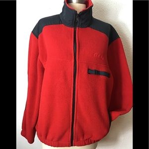 Cabela’s red/black polartec fleece jacket size LRG